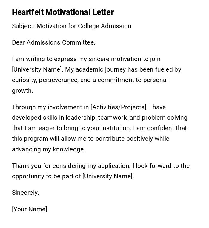 Heartfelt Motivational Letter