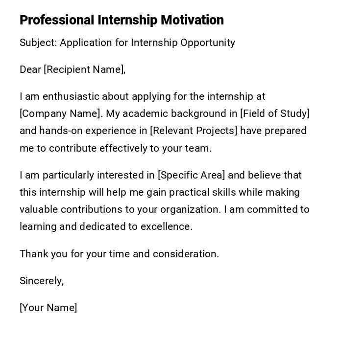 Professional Internship Motivation