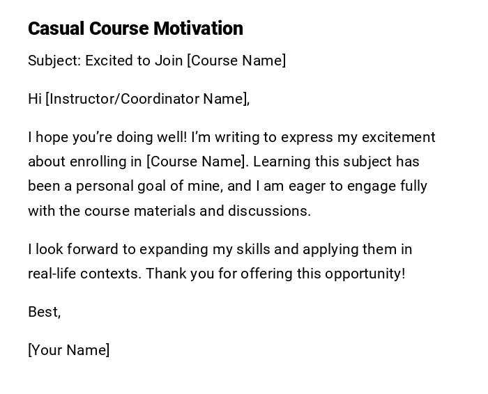 Casual Course Motivation