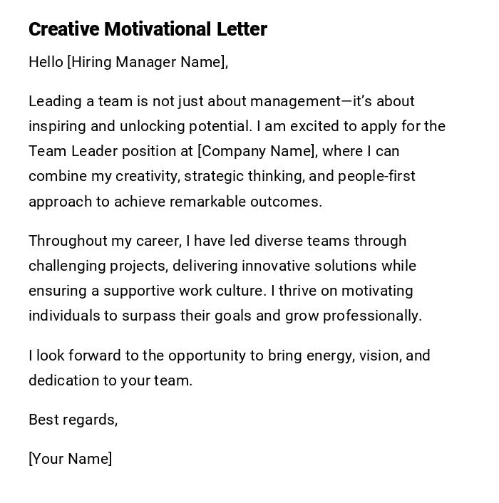 Creative Motivational Letter Creative Motivational Letter