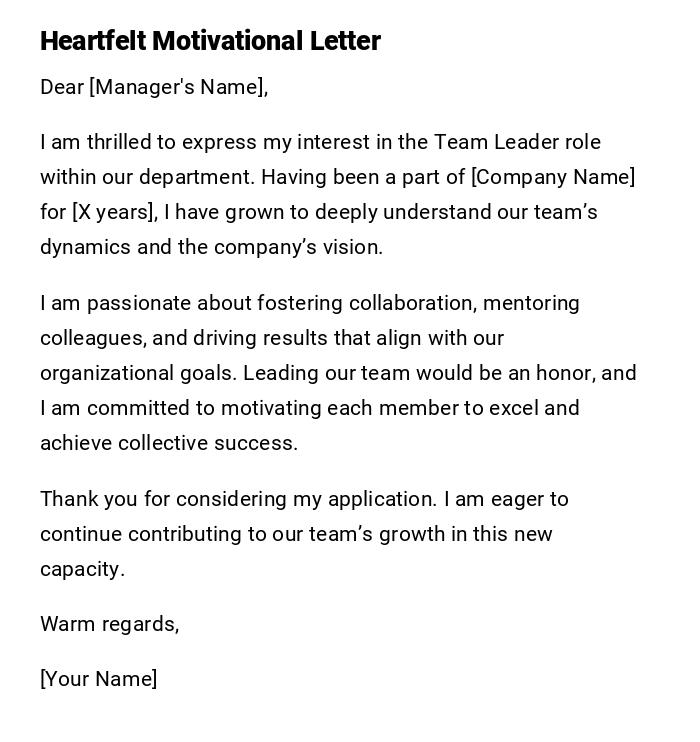 Heartfelt Motivational Letter Heartfelt Motivational Letter