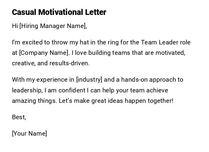Casual Motivational Letter Casual Motivational Letter