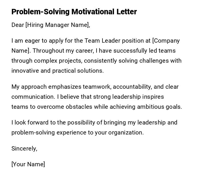 Problem-Solving Motivational Letter Problem-Solving Motivational Letter