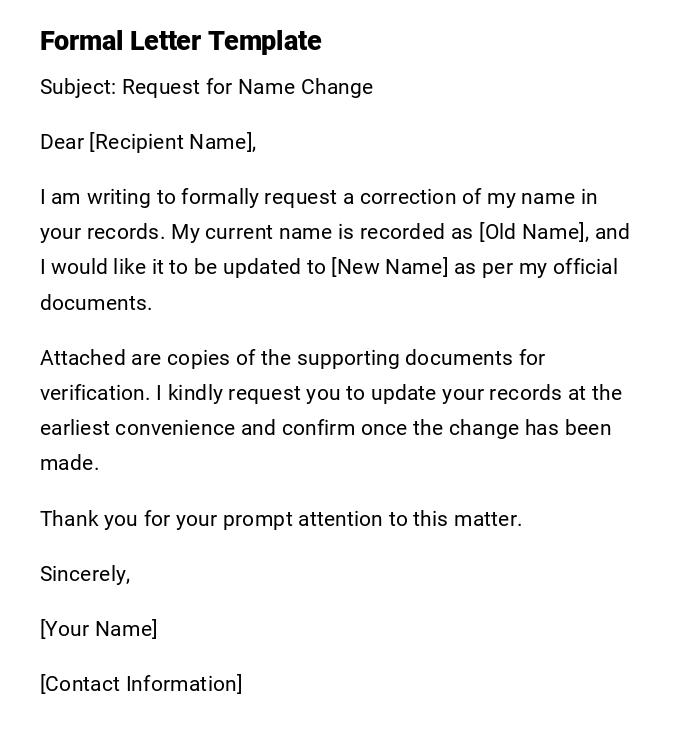 Formal Letter Template Formal Letter Template