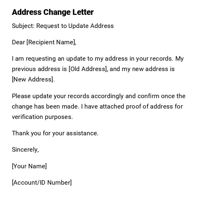 Address Change Letter Address Change Letter