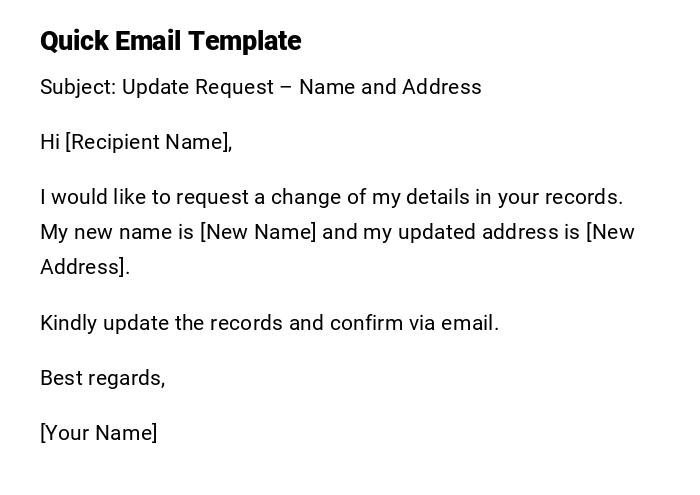 Quick Email Template Quick Email Template