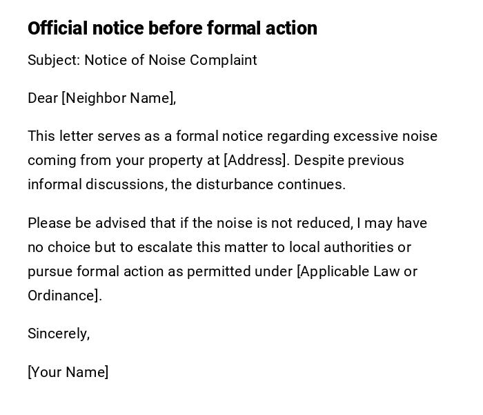 Official notice before formal action