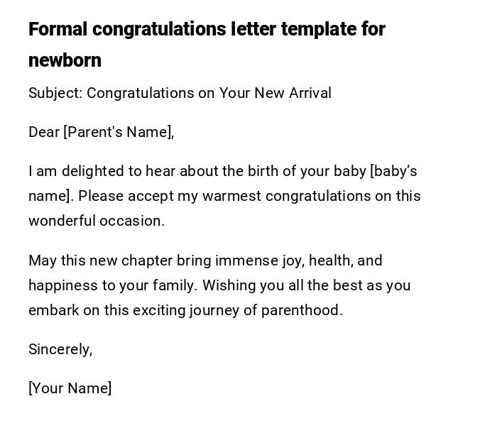 Formal congratulations letter template for newborn Formal congratulations letter template for newborn