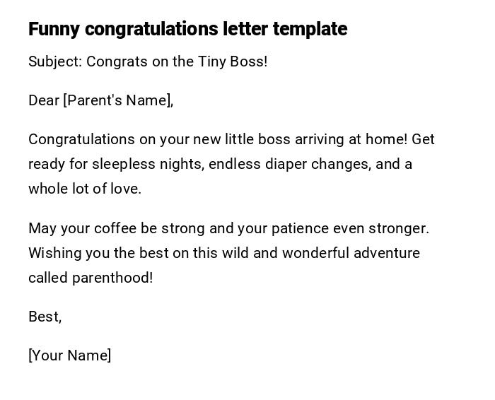 Funny congratulations letter template Funny congratulations letter template