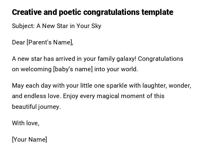 Creative and poetic congratulations template Creative and poetic congratulations template