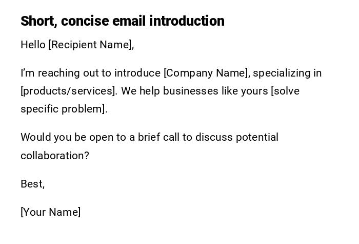 Short, concise email introduction Short, concise email introduction