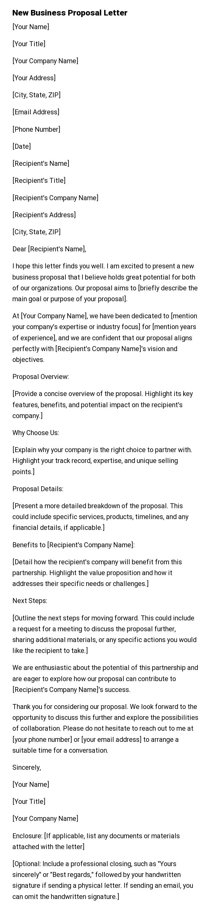 New Business Proposal Letter