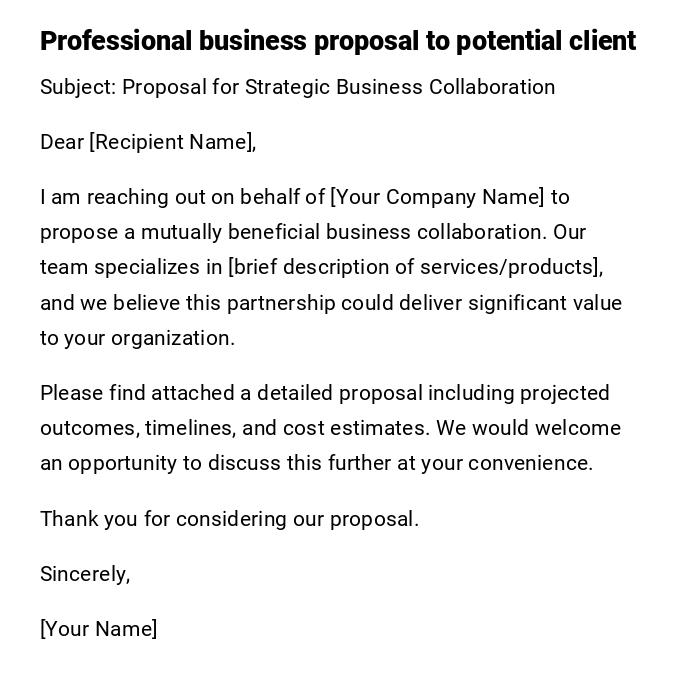 Professional business proposal to potential client Professional business proposal to potential client