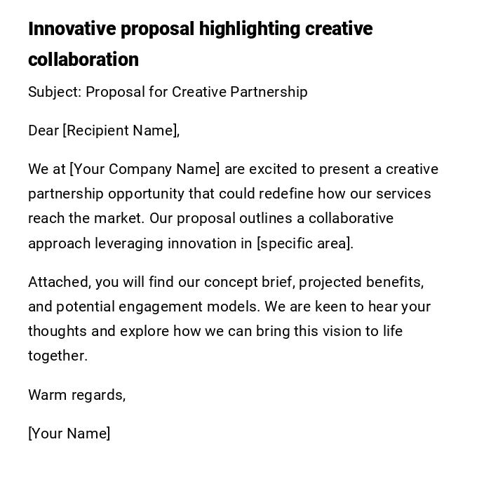 Innovative proposal highlighting creative collaboration Innovative proposal highlighting creative collaboration