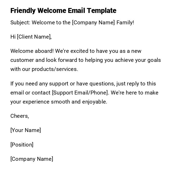 Friendly Welcome Email Template