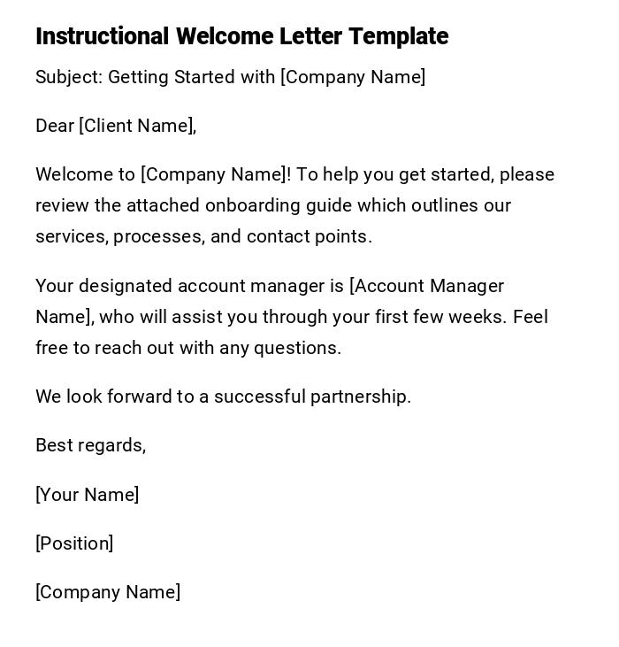 Instructional Welcome Letter Template