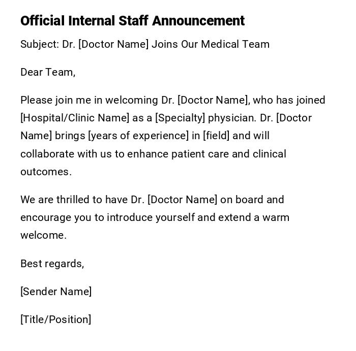 Official Internal Staff Announcement Official Internal Staff Announcement