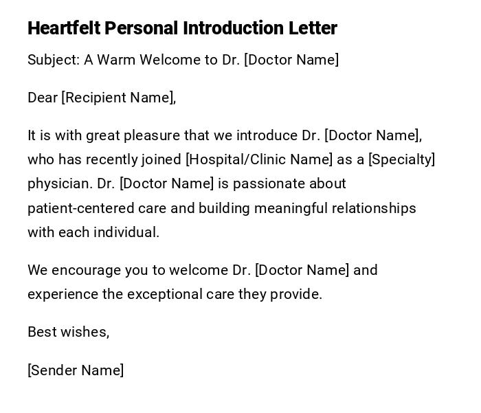Heartfelt Personal Introduction Letter Heartfelt Personal Introduction Letter