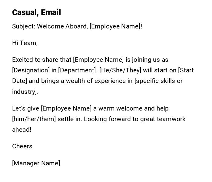 Casual, Email Casual, Email