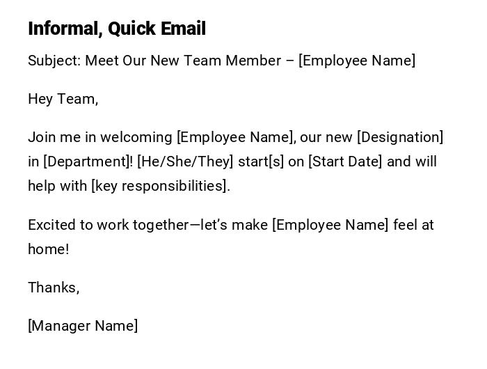 Informal, Quick Email Informal, Quick Email