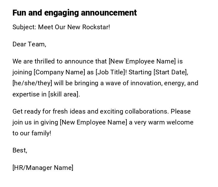 Fun and engaging announcement Fun and engaging announcement