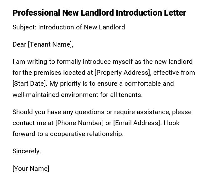 Professional New Landlord Introduction Letter Professional New Landlord Introduction Letter