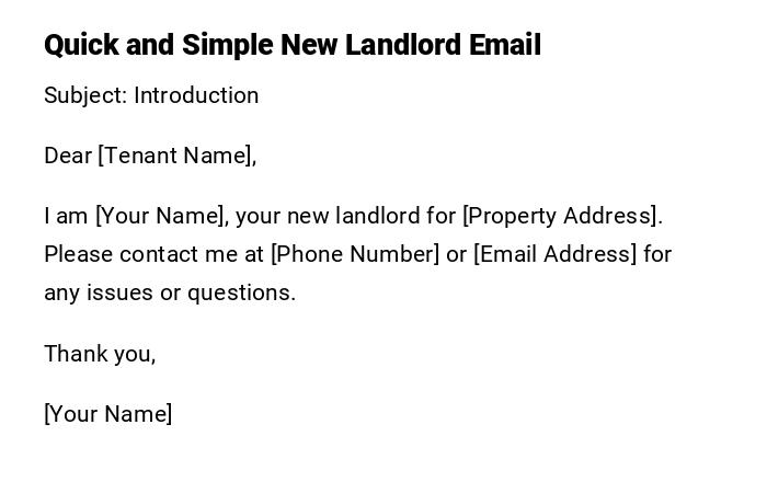 Quick and Simple New Landlord Email Quick and Simple New Landlord Email