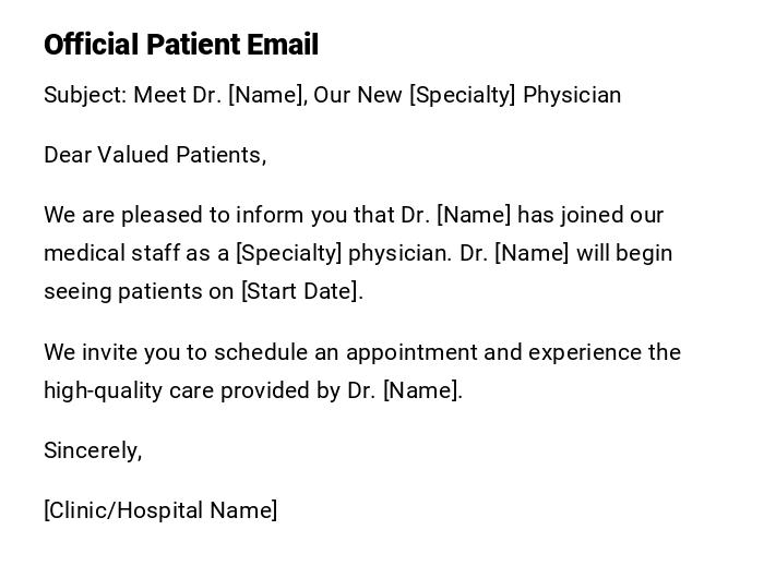 Official Patient Email Official Patient Email