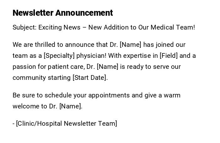 Newsletter Announcement Newsletter Announcement