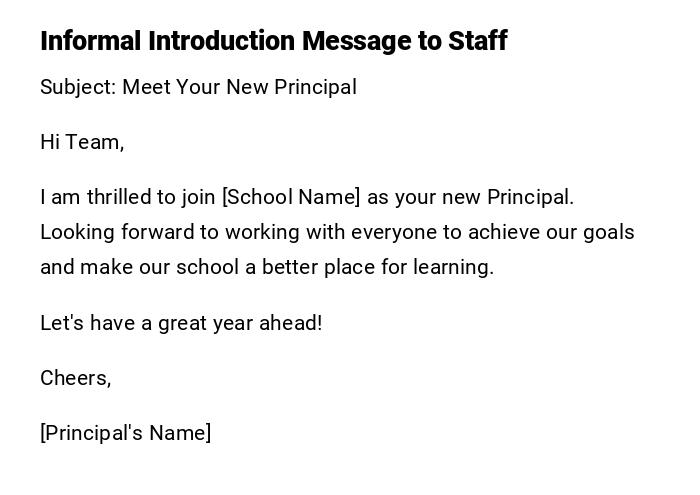 Informal Introduction Message to Staff Informal Introduction Message to Staff