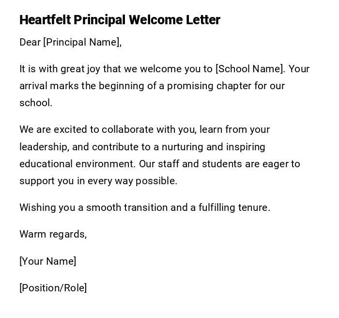 Heartfelt Principal Welcome Letter