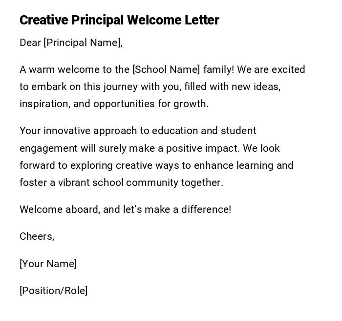 Creative Principal Welcome Letter