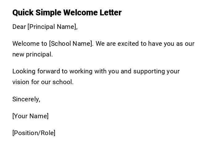 Quick Simple Welcome Letter
