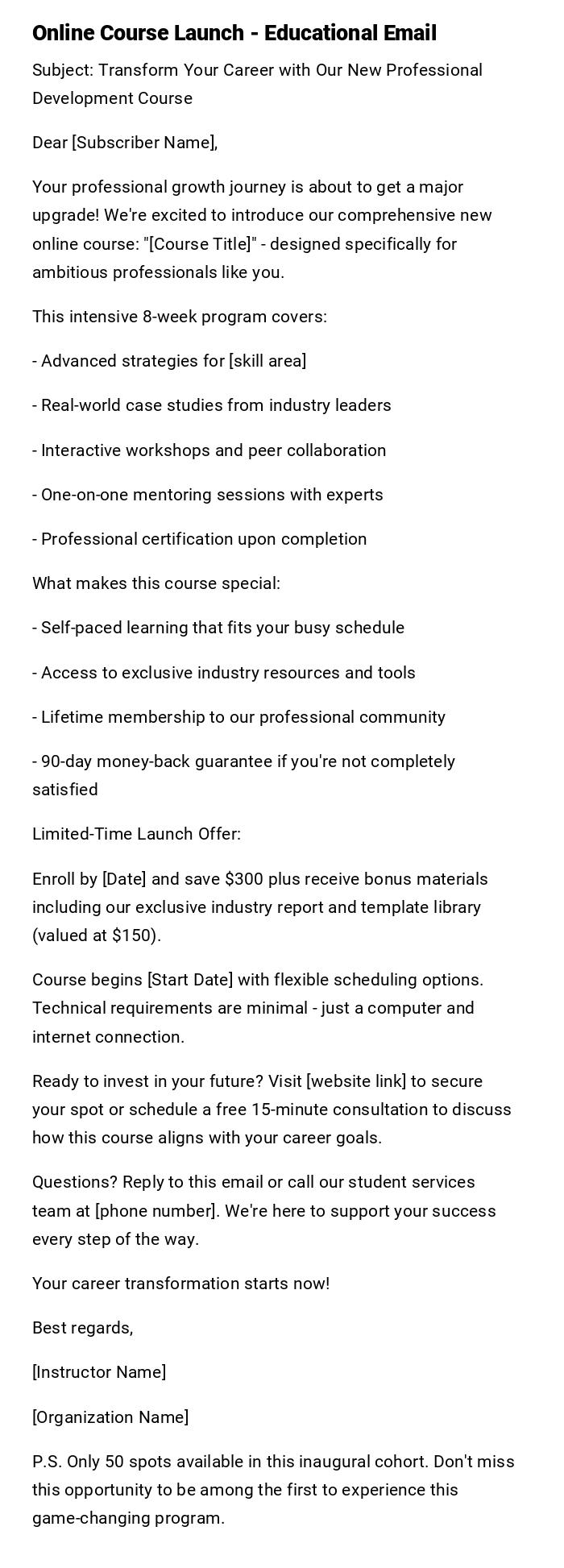 Online Course Launch - Educational Email Online Course Launch - Educational Email