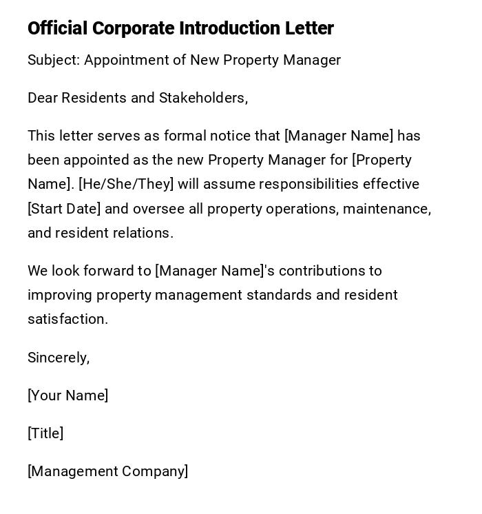 Official Corporate Introduction Letter Official Corporate Introduction Letter