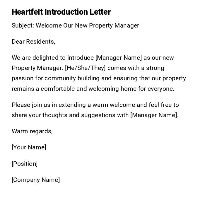 Heartfelt Introduction Letter Heartfelt Introduction Letter