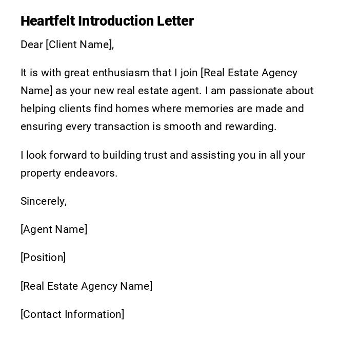 Heartfelt Introduction Letter Heartfelt Introduction Letter