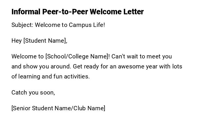 Informal Peer-to-Peer Welcome Letter