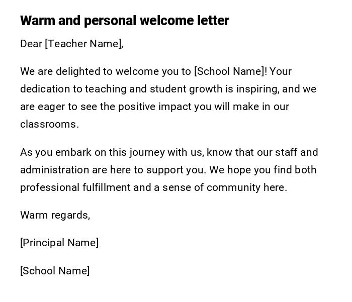 Warm and personal welcome letter Warm and personal welcome letter