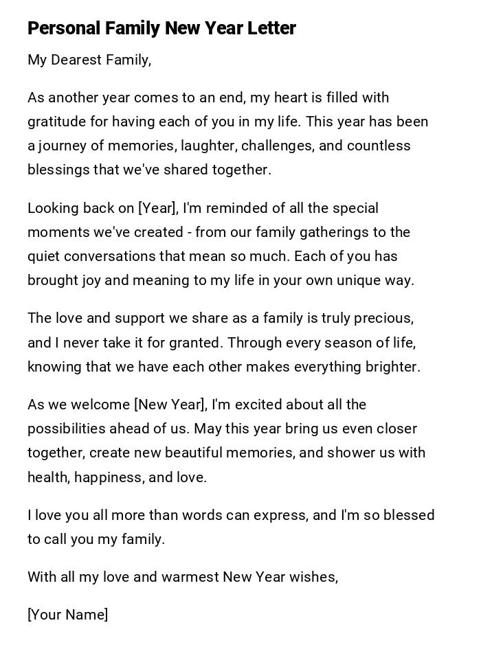 Personal Family New Year Letter Personal Family New Year Letter