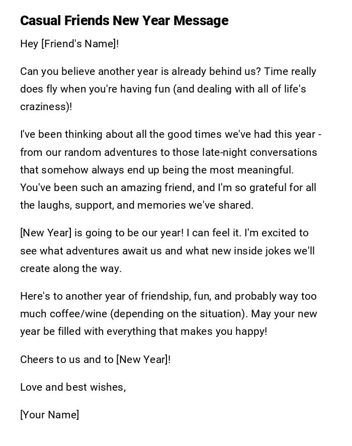 Casual Friends New Year Message Casual Friends New Year Message