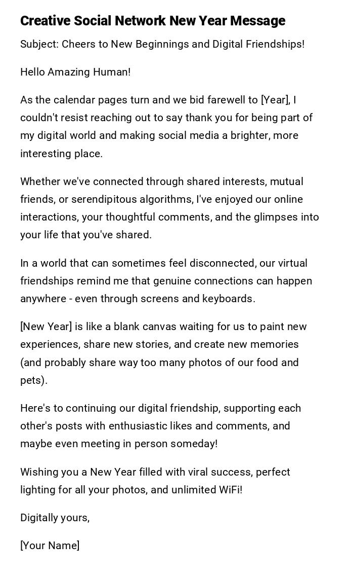 Creative Social Network New Year Message Creative Social Network New Year Message