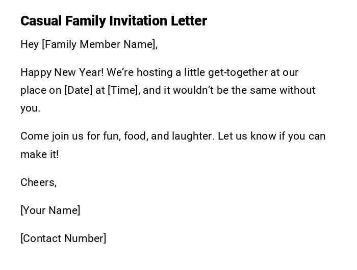 Casual Family Invitation Letter Casual Family Invitation Letter