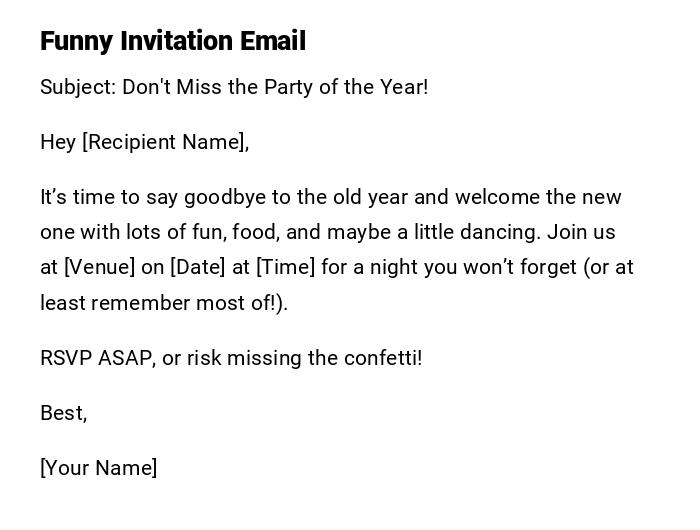 Funny Invitation Email Funny Invitation Email