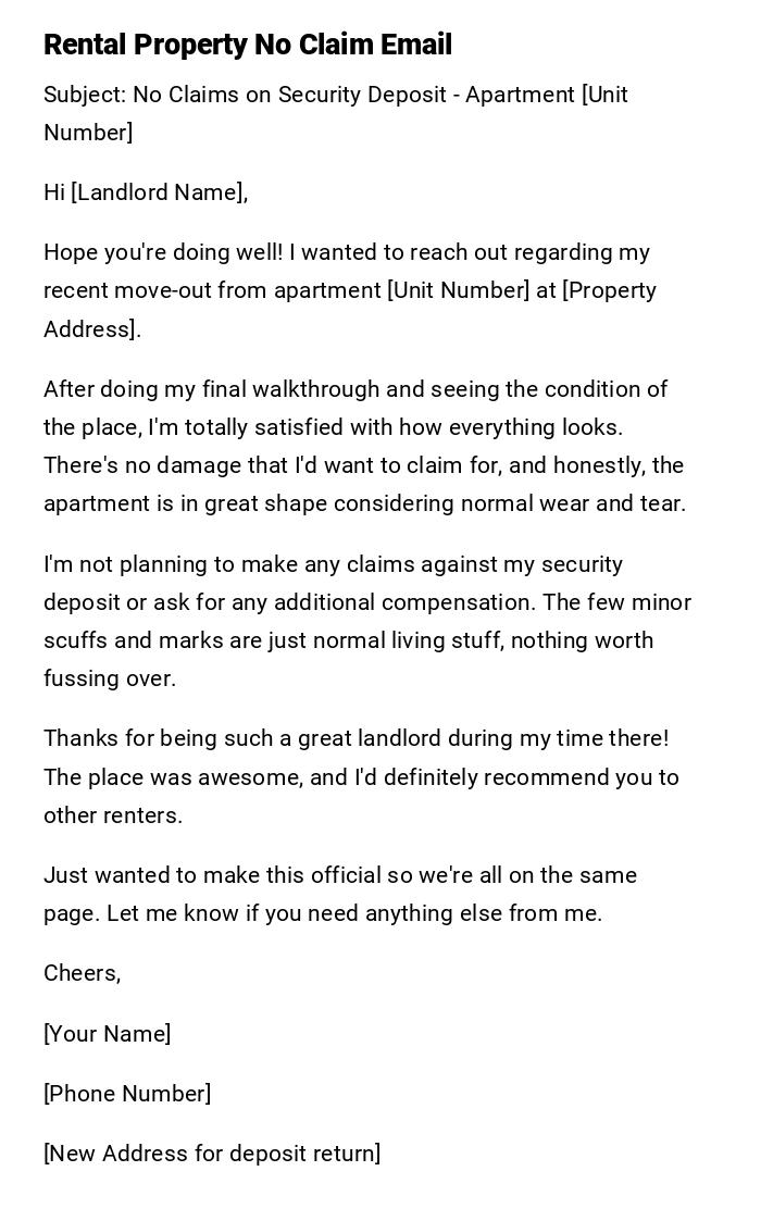 Rental Property No Claim Email