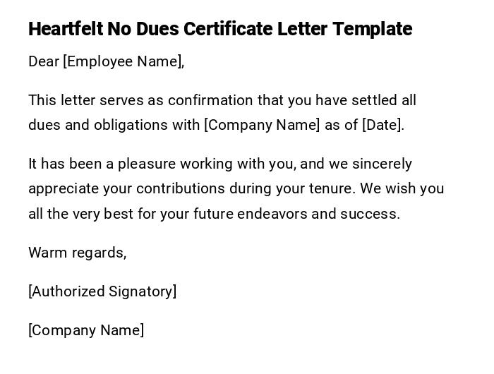Heartfelt No Dues Certificate Letter Template Heartfelt No Dues Certificate Letter Template