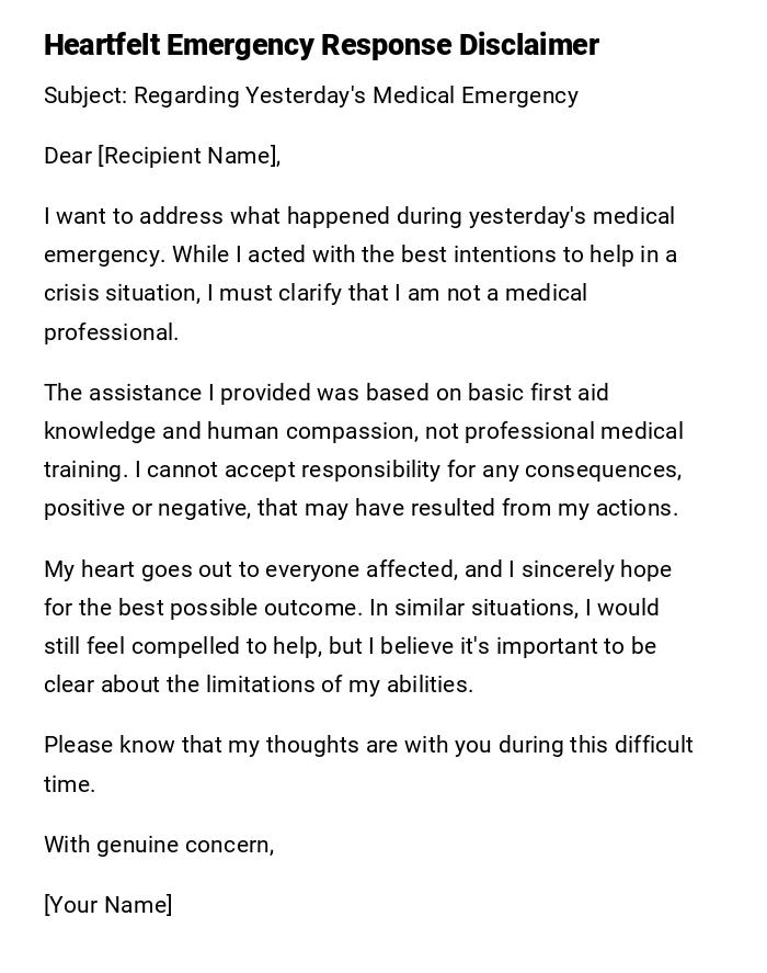 Heartfelt Emergency Response Disclaimer Heartfelt Emergency Response Disclaimer