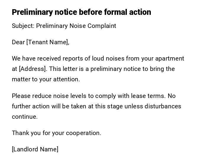 Preliminary notice before formal action Preliminary notice before formal action