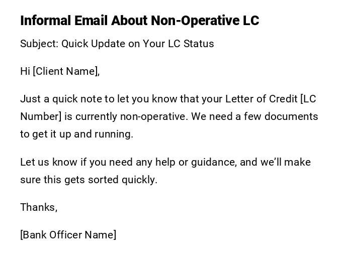 Informal Email About Non-Operative LC