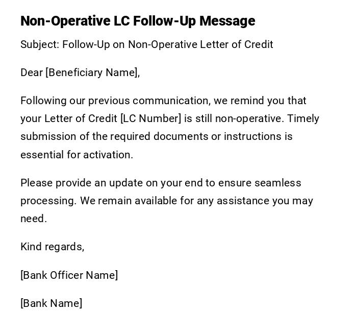 Non-Operative LC Follow-Up Message